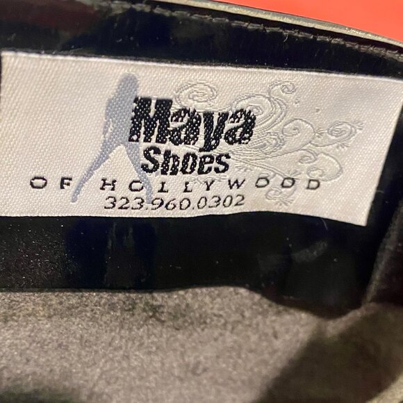 MAYA SHOES OF HOLLYWOOD BLACK PATENT LEATHER CLEAR SOLE PLATFORM BOOTS - Picture 11 of 11